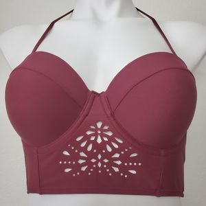 Malibu laser cut bustier bikini top double strap